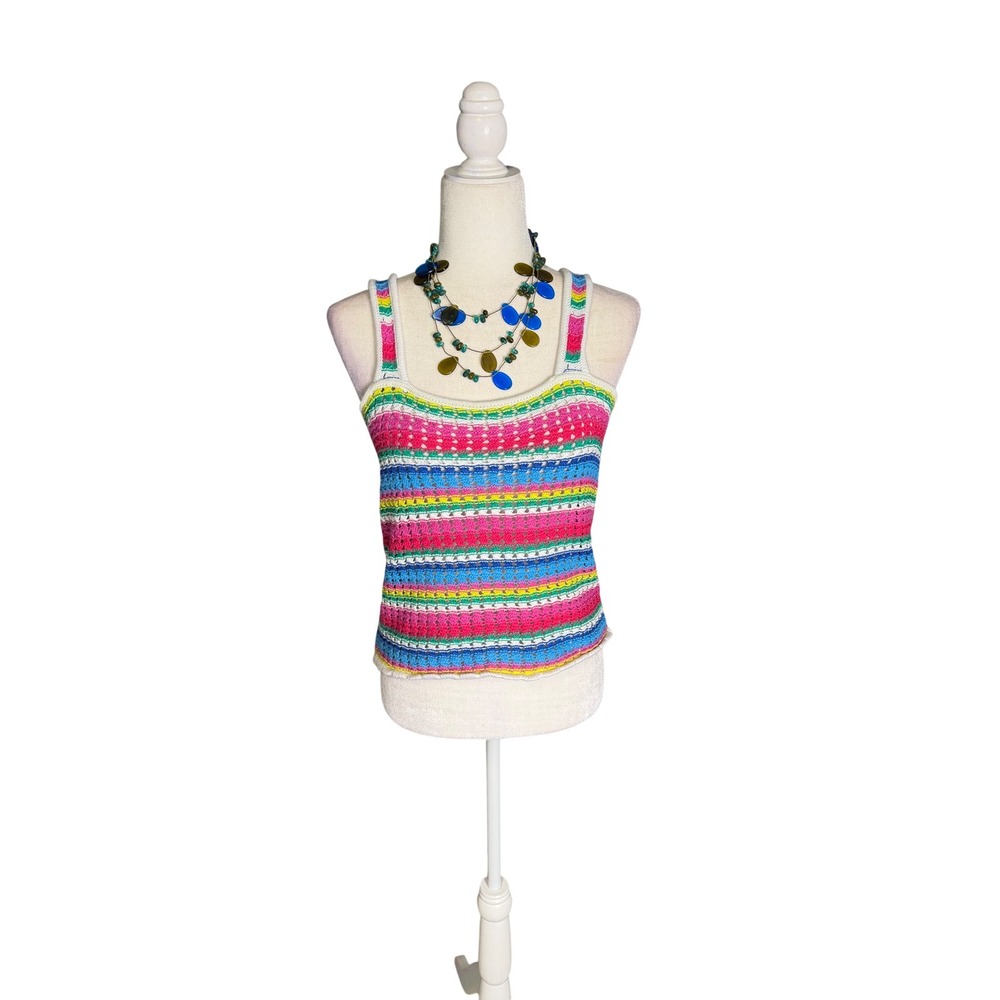 Gap Crochet Knit Rainbow Tank Top Size S